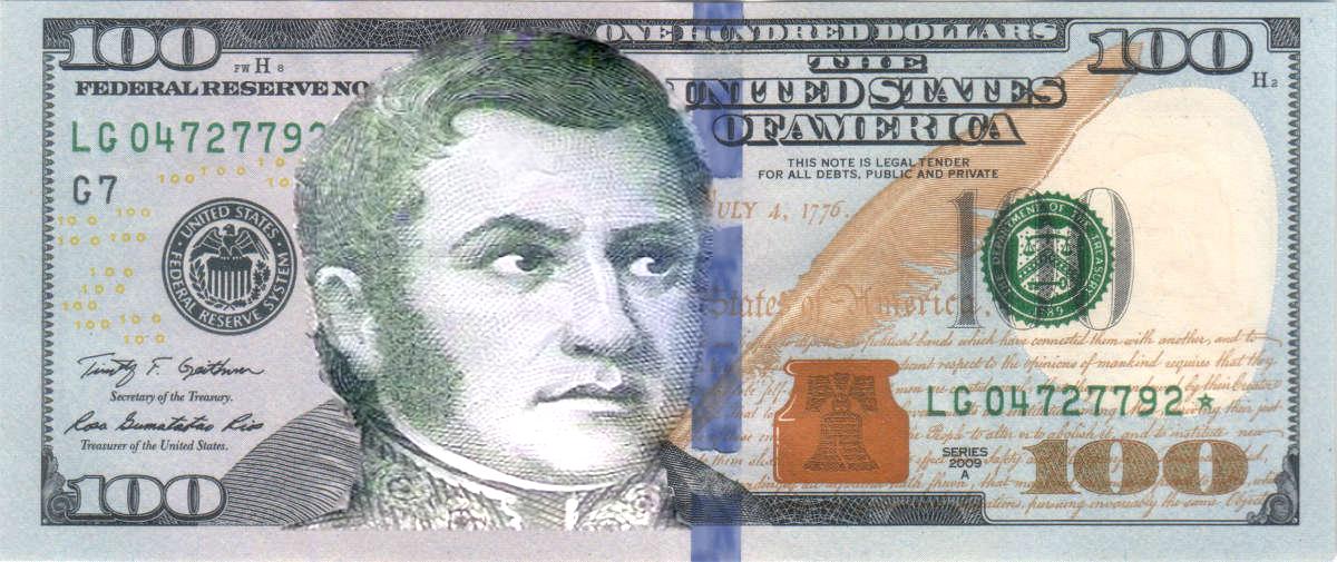 Un billete de 100 dólares, pero con Belgrano en vez de Franklin